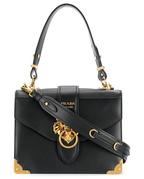 prada cahier lion embellished shoulder bag